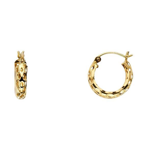 14k Yellow Gold 1/2” Inches Tiny 14mm Diameter